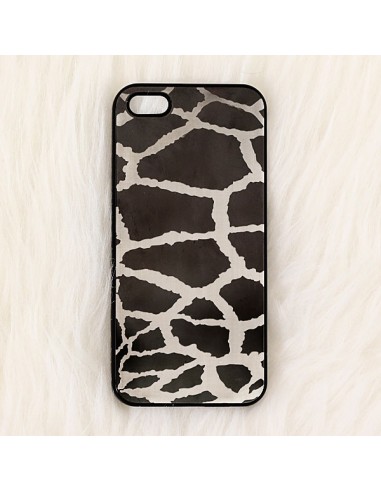 Coque Girafe en Miroir Noir Gravure Dorée pour iPhone 5 et 5S - Lito Lita