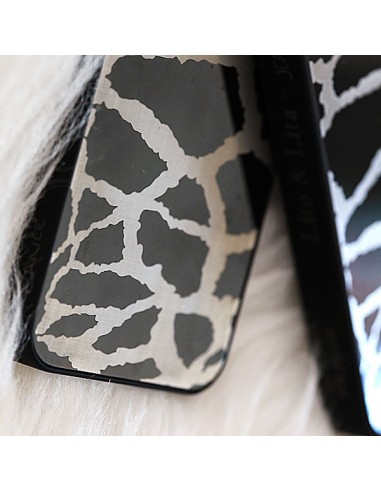 Coque Girafe en Miroir Noir Gravure Dorée pour iPhone 5 et 5S - Lito Lita