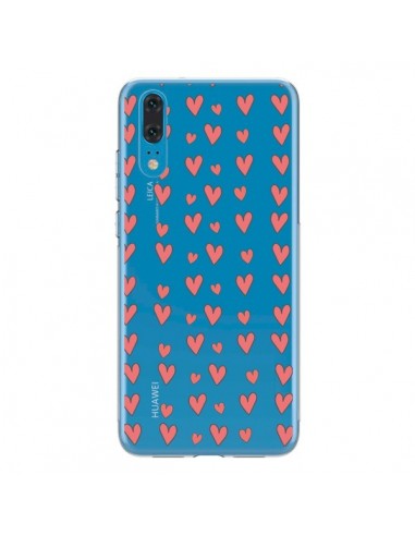 Coque Huawei P20 Coeurs Heart Love Amour Rouge Transparente - Petit Griffin