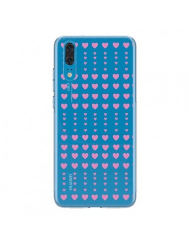 Coque Huawei P20 Coeurs Heart Love Amour Rose Transparente - Petit Griffin