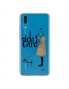 Coque Huawei P20 I don't care Fille Chien Transparente -...