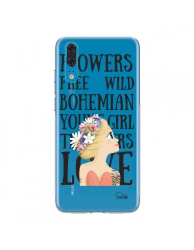 Coque Huawei P20 Flowers Love Transparente - Lolo Santo