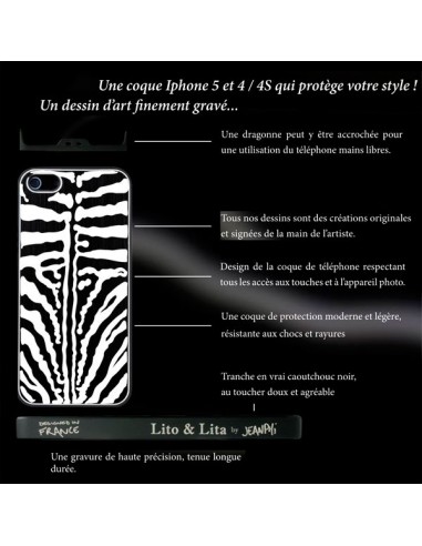 Coque Girafe en Miroir Noir Gravure Dorée pour iPhone 5 et 5S - Lito Lita