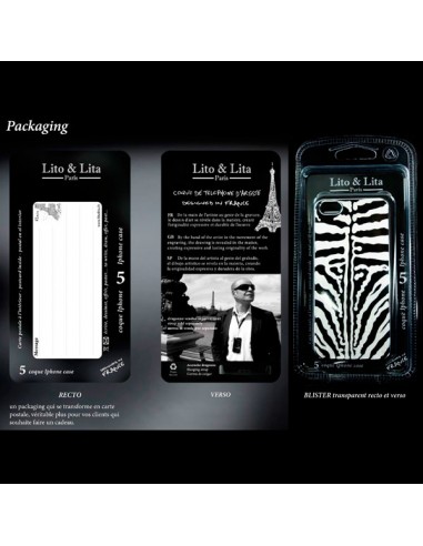 Coque Girafe en Miroir Noir Gravure Dorée pour iPhone 5 et 5S - Lito Lita