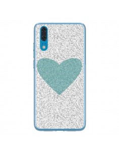 Coque Huawei P20 Coeur Bleu Vert Argent Love - Mary Nesrala