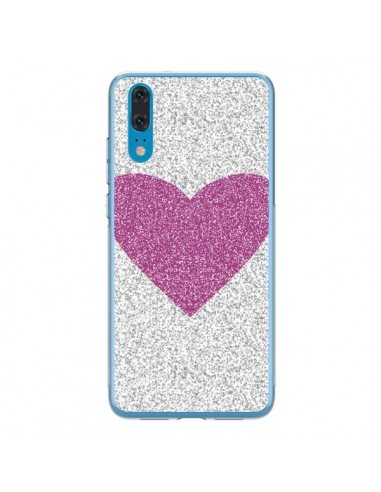 Coque Huawei P20 Coeur Rose Argent Love - Mary Nesrala