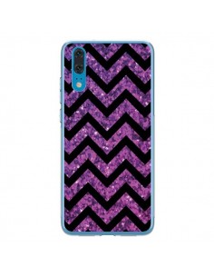 Coque Huawei P20 Chevron Purple Sparkle Triangle Azteque...