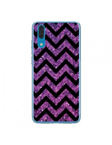 Coque Huawei P20 Chevron Purple Sparkle Triangle Azteque - Mary Nesrala