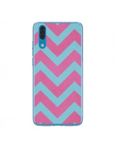 Coque Huawei P20 Strawberry Chevron Rose Bleu - Mary Nesrala