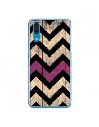 Coque Huawei P20 Chevron Vintage Bois Wood - Mary Nesrala