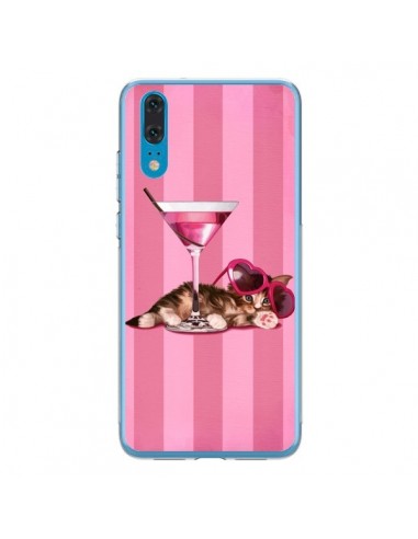 Coque Huawei P20 Chaton Chat Kitten Cocktail Lunettes Coeur - Maryline Cazenave