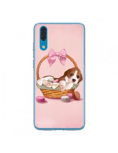 Coque Huawei P20 Chien Dog Panier Noeud Papillon Macarons - Maryline Cazenave