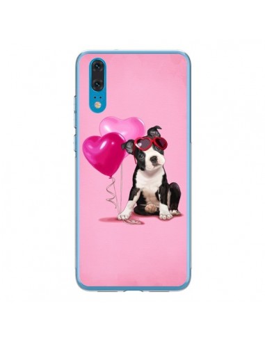 Coque Huawei P20 Chien Dog Ballon Lunettes Coeur Rose - Maryline Cazenave