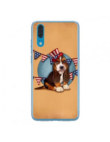 Coque Huawei P20 Chien Dog USA Americain - Maryline Cazenave