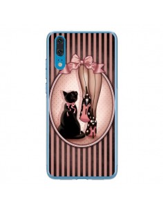 Coque Huawei P20 Lady Chat Noeud Papillon Pois Chaussures...