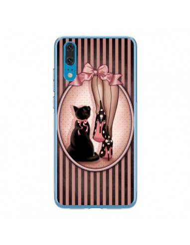 Coque Huawei P20 Lady Chat Noeud Papillon Pois Chaussures - Maryline Cazenave