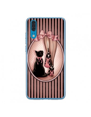 Coque Huawei P20 Lady Chat Noeud Papillon Pois Chaussures - Maryline Cazenave