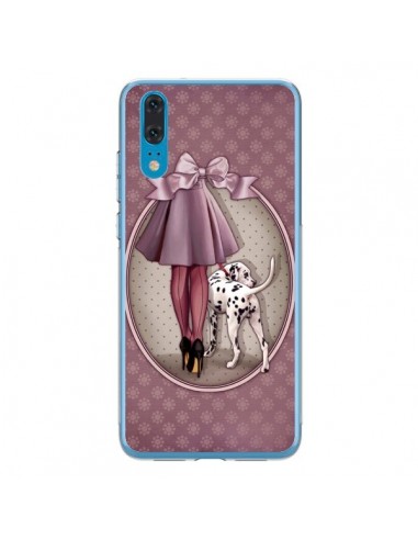 Coque Huawei P20 Lady Chien Dog Dalmatien Robe Pois - Maryline Cazenave