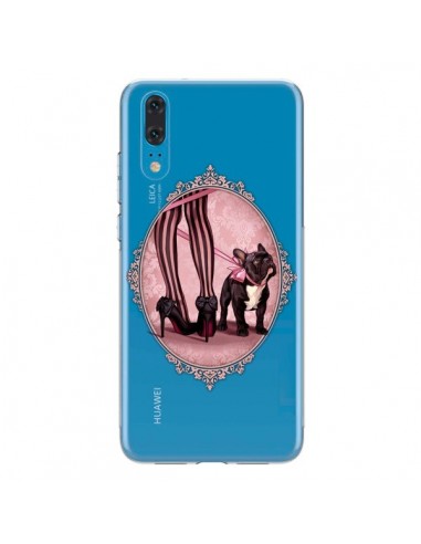 Coque Huawei P20 Lady Jambes Chien Bulldog Dog Rose Pois Noir Transparente - Maryline Cazenave