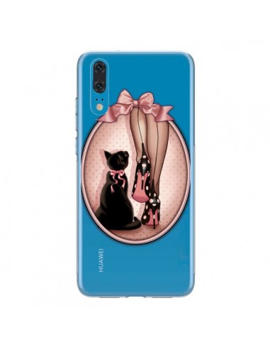Coque Huawei P20 Lady Chat Noeud Papillon Pois Chaussures Transparente - Maryline Cazenave