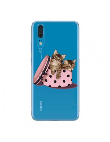 Coque Huawei P20 Chaton Chat Kitten Boite Pois Transparente - Maryline Cazenave