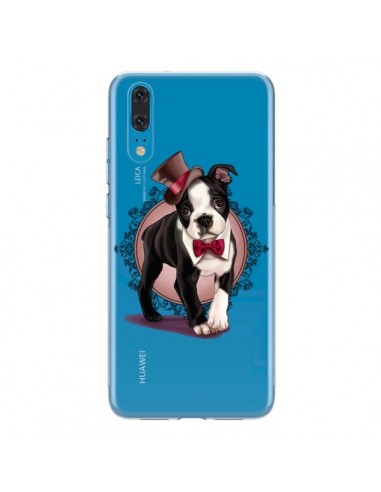 Coque Huawei P20 Chien Bulldog Dog Gentleman Noeud Papillon Chapeau Transparente - Maryline Cazenave