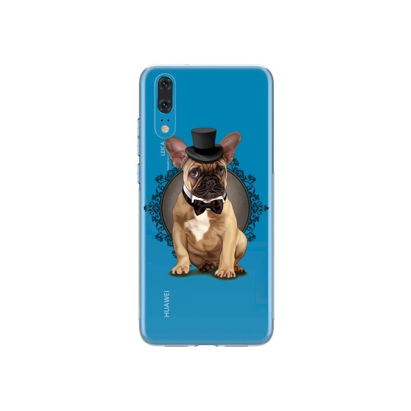 Coque Huawei P20 Chien Bulldog Noeud Papillon Chapeau Transparente - Maryline Cazenave