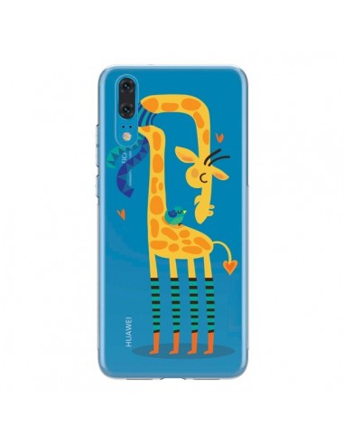 Coque Huawei P20 L'oiseau et la Girafe Amour Love Transparente - Maria Jose Da Luz