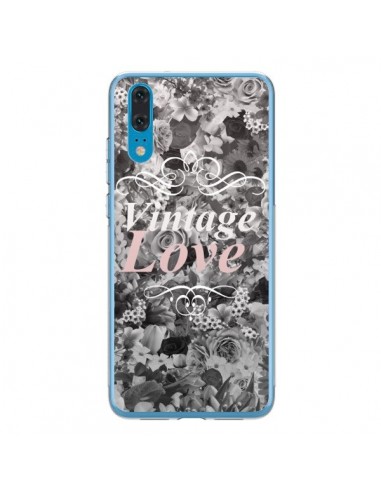 Coque Huawei P20 Vintage Love Noir Flower - Monica Martinez