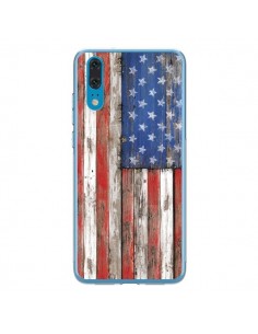 Coque Huawei P20 Drapeau USA Vintage Bois Wood -...