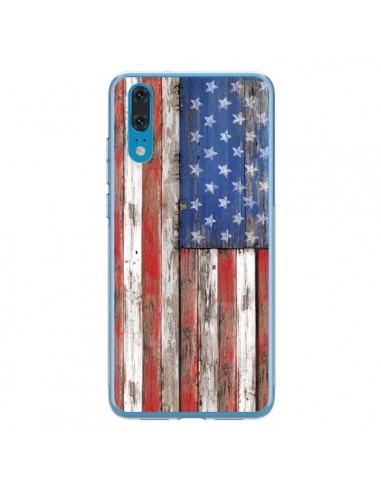 Coque Huawei P20 Drapeau USA Vintage Bois Wood - Maximilian San