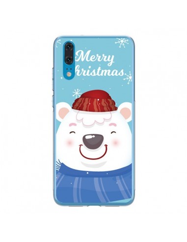 Coque Huawei P20 Ours Blanc de Noël Merry Christmas - Nico