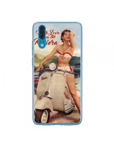 Coque Huawei P20 Pin Up With Love From the Riviera Vespa Vintage - Nico