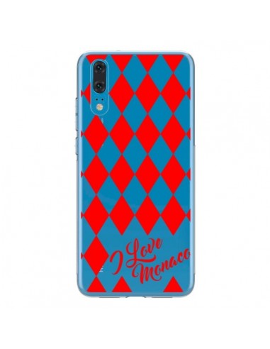 Coque Huawei P20 I Love Monaco et Losange Rouge - Nico