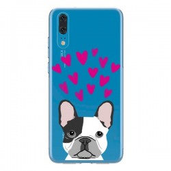 Coque Huawei P20 Bulldog Français Coeurs Chien...