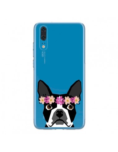 Coque Huawei P20 Boston Terrier Fleurs Chien Transparente - Pet Friendly