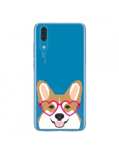 Coque Huawei P20 Chien Marrant Lunettes Coeurs Transparente - Pet Friendly