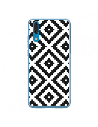 Coque Huawei P20 Diamond Chevron Black and White - Pura Vida