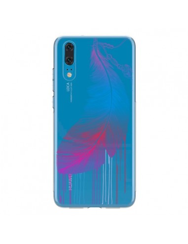 Coque Huawei P20 Plume Feather Arc en Ciel Transparente - Rachel Caldwell