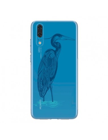 Coque Huawei P20 Heron Blue Oiseau Transparente - Rachel Caldwell