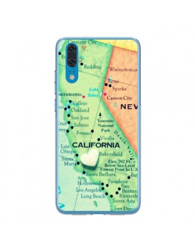 Coque Huawei P20 Carte Map Californie - R Delean
