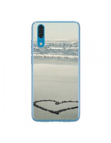 Coque Huawei P20 Coeoeur Plage Beach Mer Sea Love Sable Sand - R Delean
