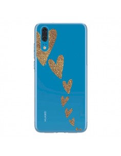 Coque Huawei P20 Coeur Falling Gold Hearts Transparente -...