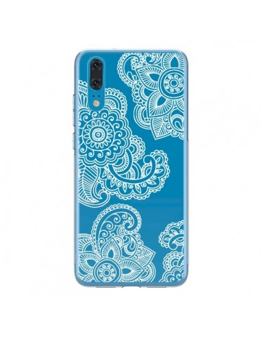 Coque Huawei P20 Lacey Paisley Mandala Blanc Fleur Transparente - Sylvia Cook