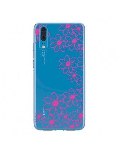 Coque Huawei P20 Pink Flowers Fleurs Roses Transparente - Sylvia Cook