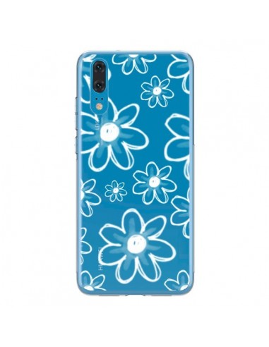 Coque Huawei P20 Mandala Blanc White Flower Transparente - Sylvia Cook