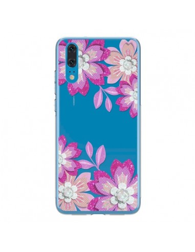 Coque Huawei P20 Winter Flower Rose, Fleurs d'Hiver Transparente - Sylvia Cook