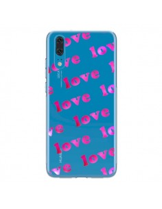 Coque Huawei P20 Pink Love Rose Transparente - Sylvia Cook
