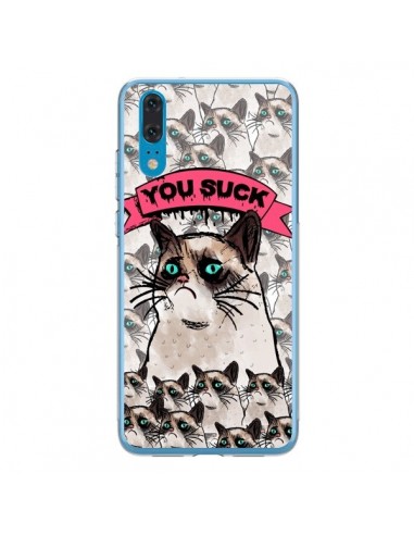 Coque Huawei P20 Chat Grumpy Cat - You Suck - Sara Eshak