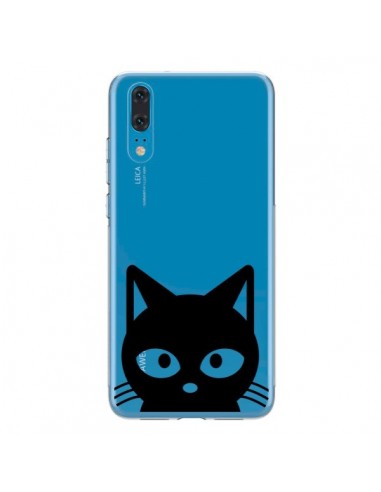 Coque Huawei P20 Tête Chat Noir Cat Transparente - Yohan B.